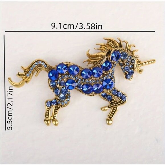 Purple & Pink Crystal Unicorn Pendant / Brooch Gold Tone - Picture 2 of 2